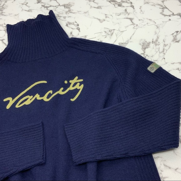 Men's Varcity Navy Signature Turtleneck Sweater - Picture 3 of 3